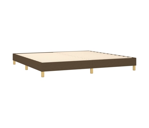 vidaXL Cama box spring con colchón LED tela marrón oscuro 200x200 cm