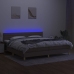 Cama box spring con colchón LED tela gris taupe 200x200 cm