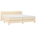 Cama box spring con colchón y LED tela crema 200x200 cm