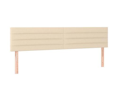 Cama box spring con colchón y LED tela crema 200x200 cm