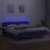 Cama box spring con colchón y LED tela azul 200x200 cm