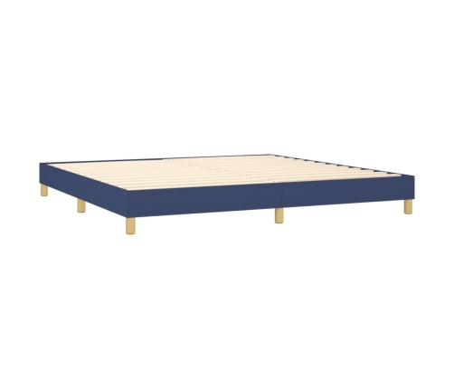 Cama box spring con colchón y LED tela azul 200x200 cm