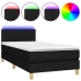 Cama box spring con colchón LED tela negro 80x200 cm