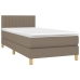 Cama box spring con colchón LED tela gris taupe 90x190 cm