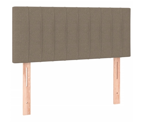 Cama box spring con colchón LED tela gris taupe 90x190 cm