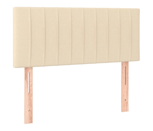 Cama box spring con colchón y LED tela crema 90x190 cm