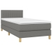 Cama box spring con colchón y LED tela gris oscuro 90x200 cm