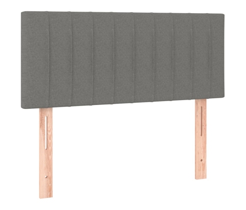 Cama box spring con colchón y LED tela gris oscuro 90x200 cm
