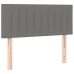 Cama box spring con colchón y LED tela gris oscuro 90x200 cm