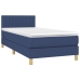 Cama box spring con colchón y LED tela azul 100x200 cm
