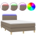 Cama box spring con colchón y LED tela gris taupe 120x200 cm