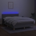 Cama box spring colchón y luces LED tela gris claro 140x190 cm