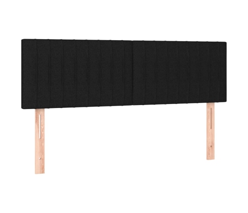 Cama box spring colchón y luces LED tela negro 140x190 cm