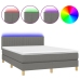 Cama box spring colchón y luces LED tela gris oscuro 140x200 cm