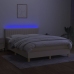 Cama box spring con colchón y LED tela crema 140x200 cm