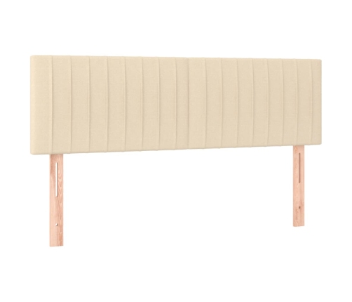 Cama box spring con colchón y LED tela crema 140x200 cm