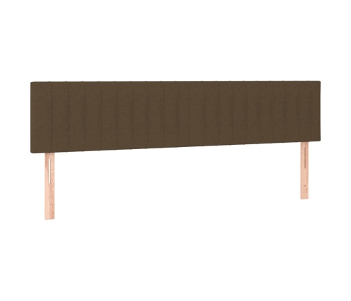 Cama box spring con colchón LED tela marrón oscuro 180x200 cm