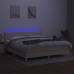 Cama box spring con colchón y LED tela crema 180x200 cm