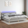 Cama box spring con colchón tela y LED gris claro 200x200 cm