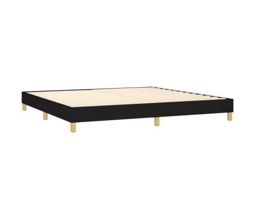 Cama box spring con colchón LED tela negro 200x200 cm