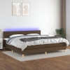 Cama box spring con colchón LED tela marrón oscuro 200x200 cm