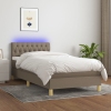 Cama box spring con colchón LED tela gris taupe 90x190 cm