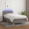 Cama box spring con colchón y LED tela gris oscuro 100x200 cm