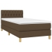 Cama box spring con colchón LED tela marrón oscuro 100x200 cm