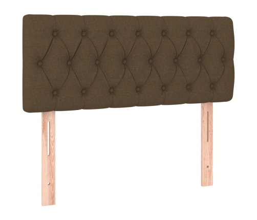 Cama box spring con colchón LED tela marrón oscuro 100x200 cm
