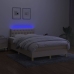 Cama box spring con colchón y LED tela crema 120x200 cm