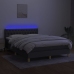 Cama box spring colchón y luces LED tela gris oscuro 140x190 cm