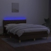 Cama box spring colchón luces LED tela marrón oscuro 140x190 cm