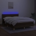 Cama box spring con colchón LED tela marrón oscuro 140x200 cm