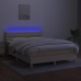 Cama box spring con colchón y LED tela crema 140x200 cm