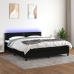 Cama box spring con colchón LED tela negro 160x200 cm