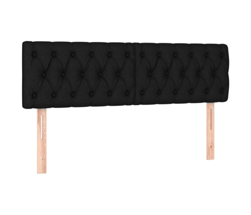 Cama box spring con colchón LED tela negro 160x200 cm