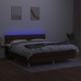 Cama box spring con colchón LED tela marrón oscuro 160x200 cm