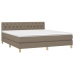 Cama box spring con colchón LED tela gris taupe 160x200 cm