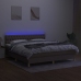 Cama box spring con colchón LED tela gris taupe 160x200 cm