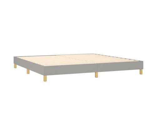 Cama box spring con colchón tela y LED gris claro 200x200 cm