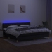 Cama box spring con colchón LED tela negro 200x200 cm