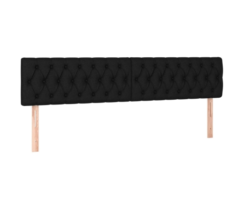 Cama box spring con colchón LED tela negro 200x200 cm