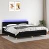 Cama box spring con colchón LED tela negro 200x200 cm