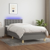 Cama box spring con colchón y LED tela gris oscuro 80x200 cm