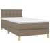 Cama box spring con colchón LED tela gris taupe 80x200 cm