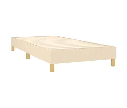 Cama box spring con colchón y LED tela crema 90x200 cm