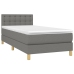 Cama box spring con colchón y LED tela gris oscuro 100x200 cm