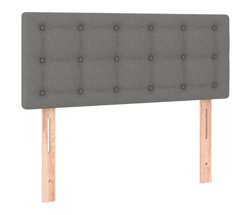 Cama box spring con colchón y LED tela gris oscuro 100x200 cm