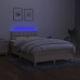 Cama box spring con colchón y LED tela crema 120x200 cm