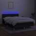 Cama box spring colchón y luces LED tela negro 140x190 cm